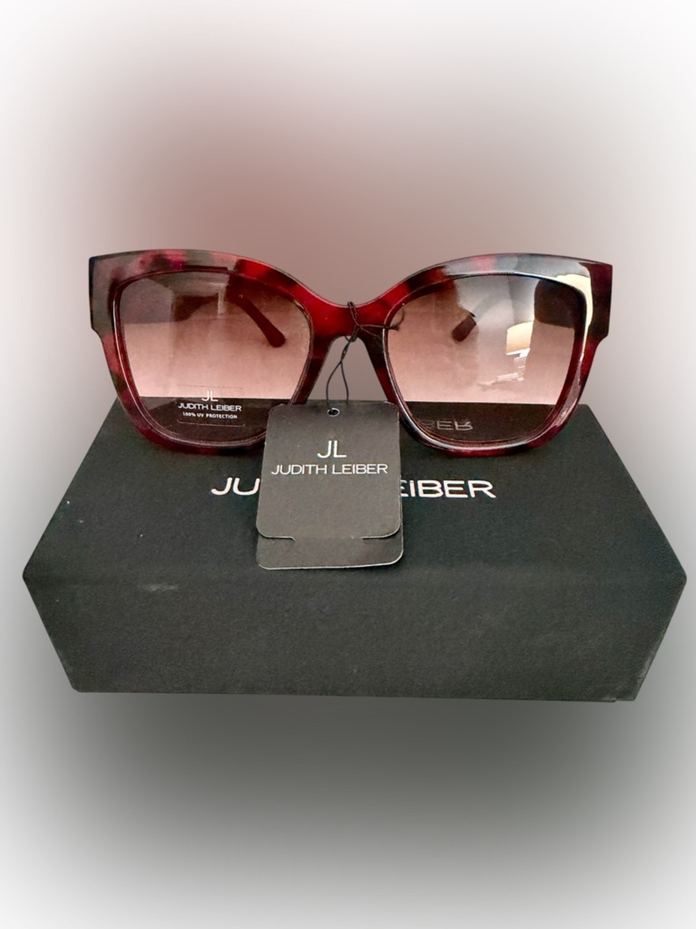 Judith Leiber Women's FOXY Burgundy Sunglasses with 100% UV Protection - Rare!